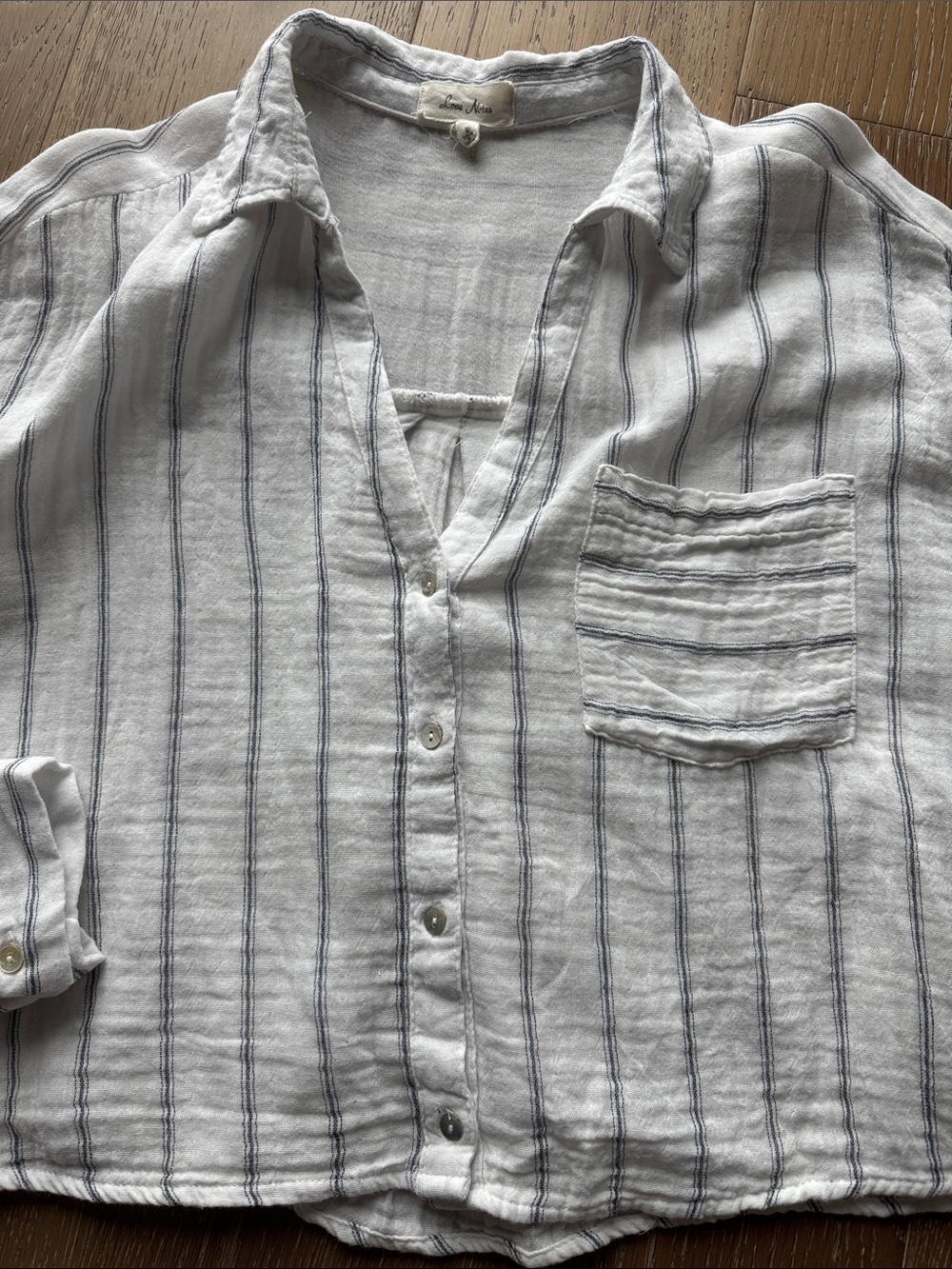 Love Notes Boho Gauzey Blouse Top Womens L Boho coastal Grandma Beach Striped